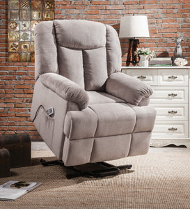 Ixia Light Gray Fabric Recliner w/Power Lift & Massage