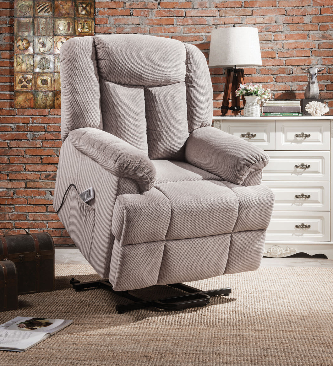 Ixia Light Gray Fabric Recliner w/Power Lift & Massage