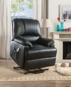 Ixora Black PU Recliner w/Power Lift & Massage