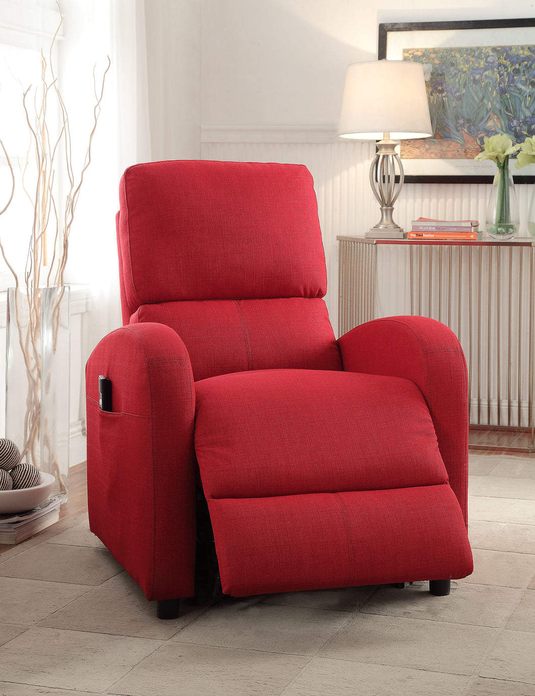 Croria Red Fabric Recliner w/Power Lift