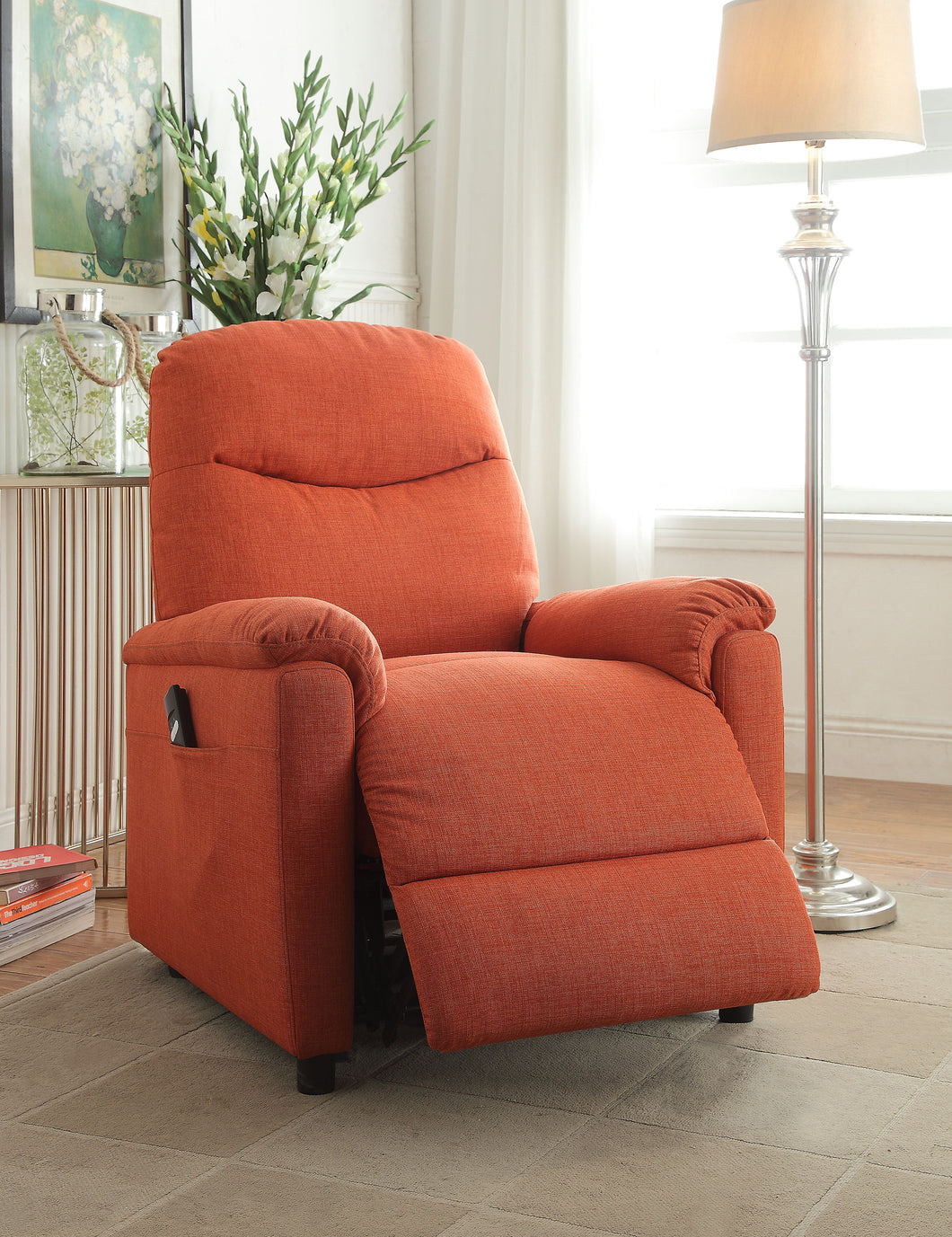 Catina Orange Fabric Recliner w/Power Lift