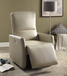 Raff Beige Leather-Aire Recliner (Power Motion)