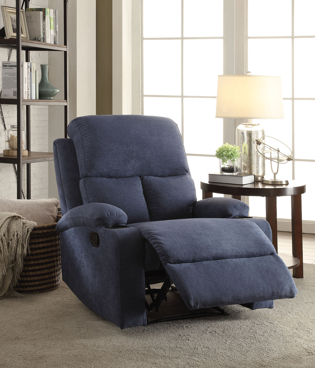 Rosia Blue Velvet Recliner (Motion)