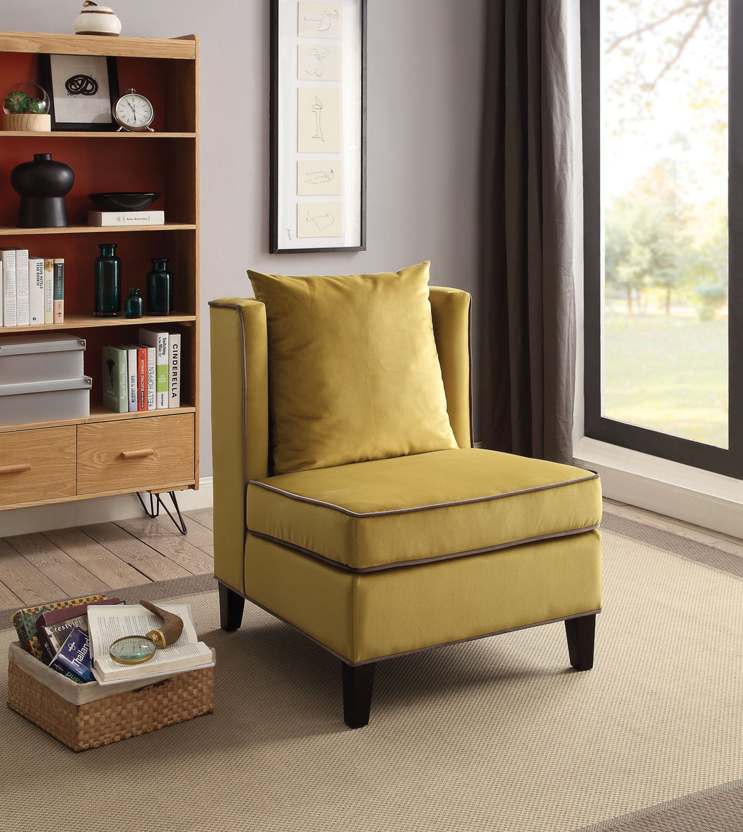 Ozella Chartreuse Yellow Velvet Accent Chair