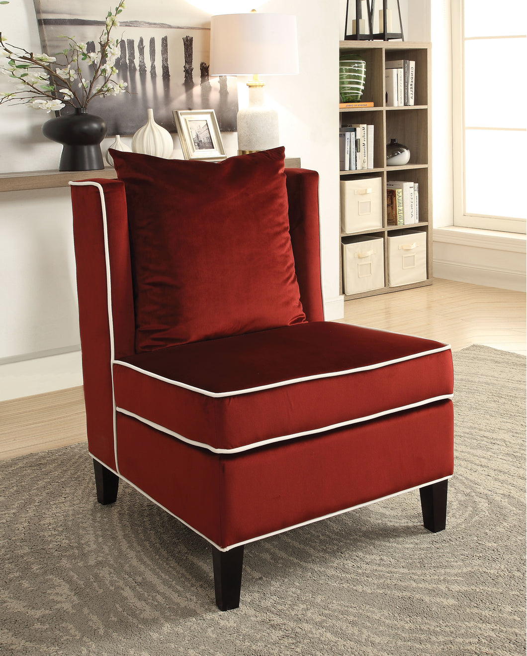 Ozella Red Velvet Accent Chair