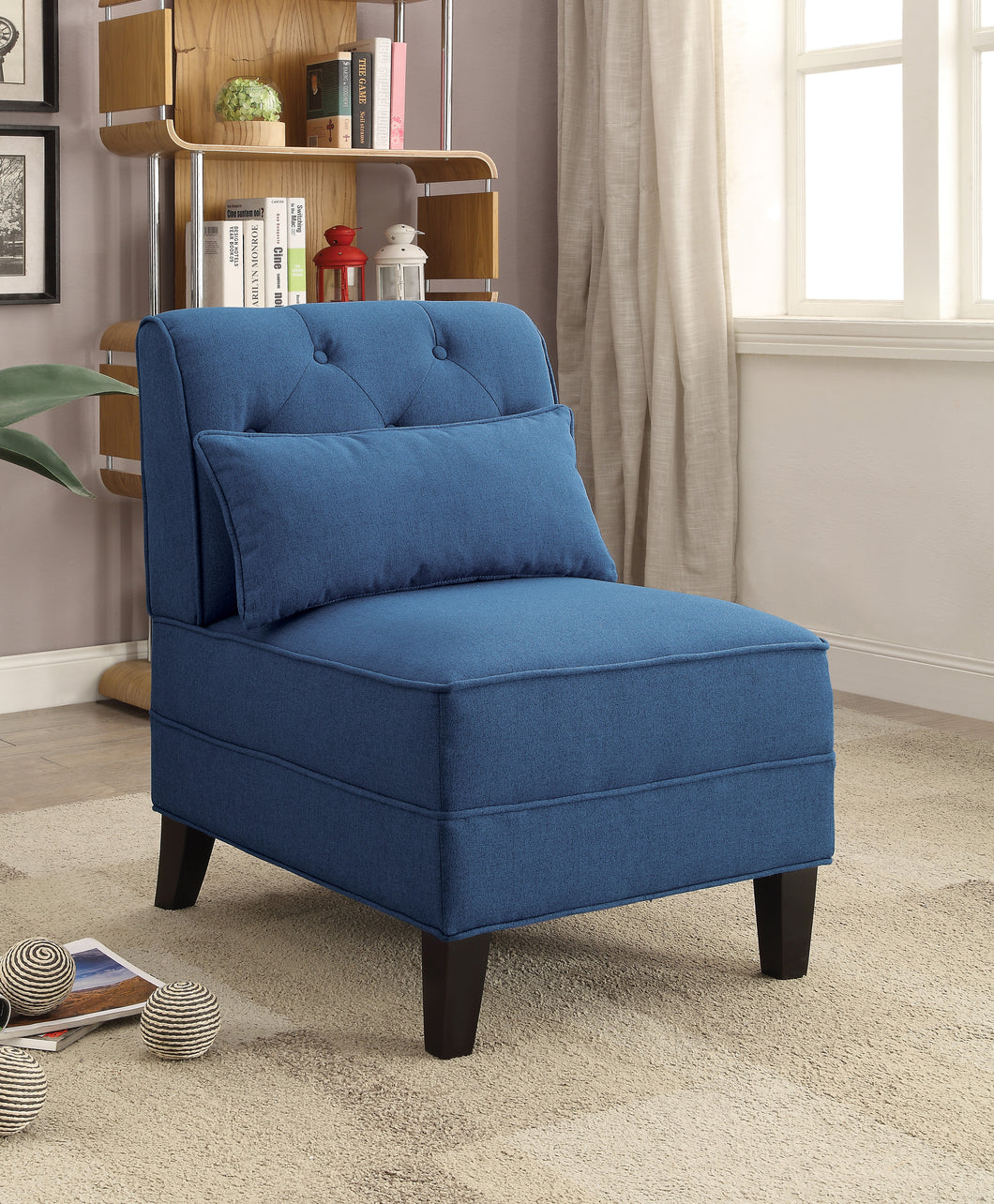 Susanna Blue Linen Accent Chair & Pillow