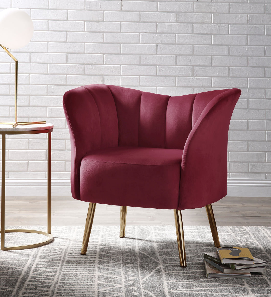 Reese Burgundy Velvet & Gold Accent Chair