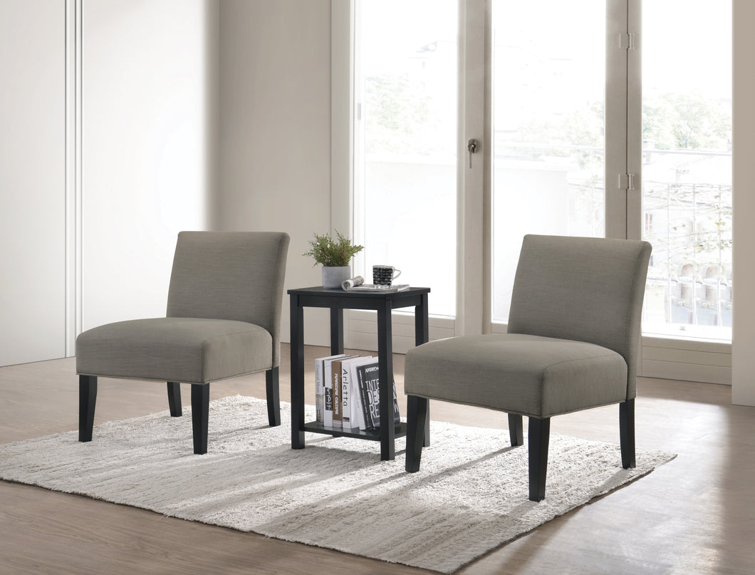 Genesis Dark Gray Fabric & Black 3Pc Pack Chair & Table