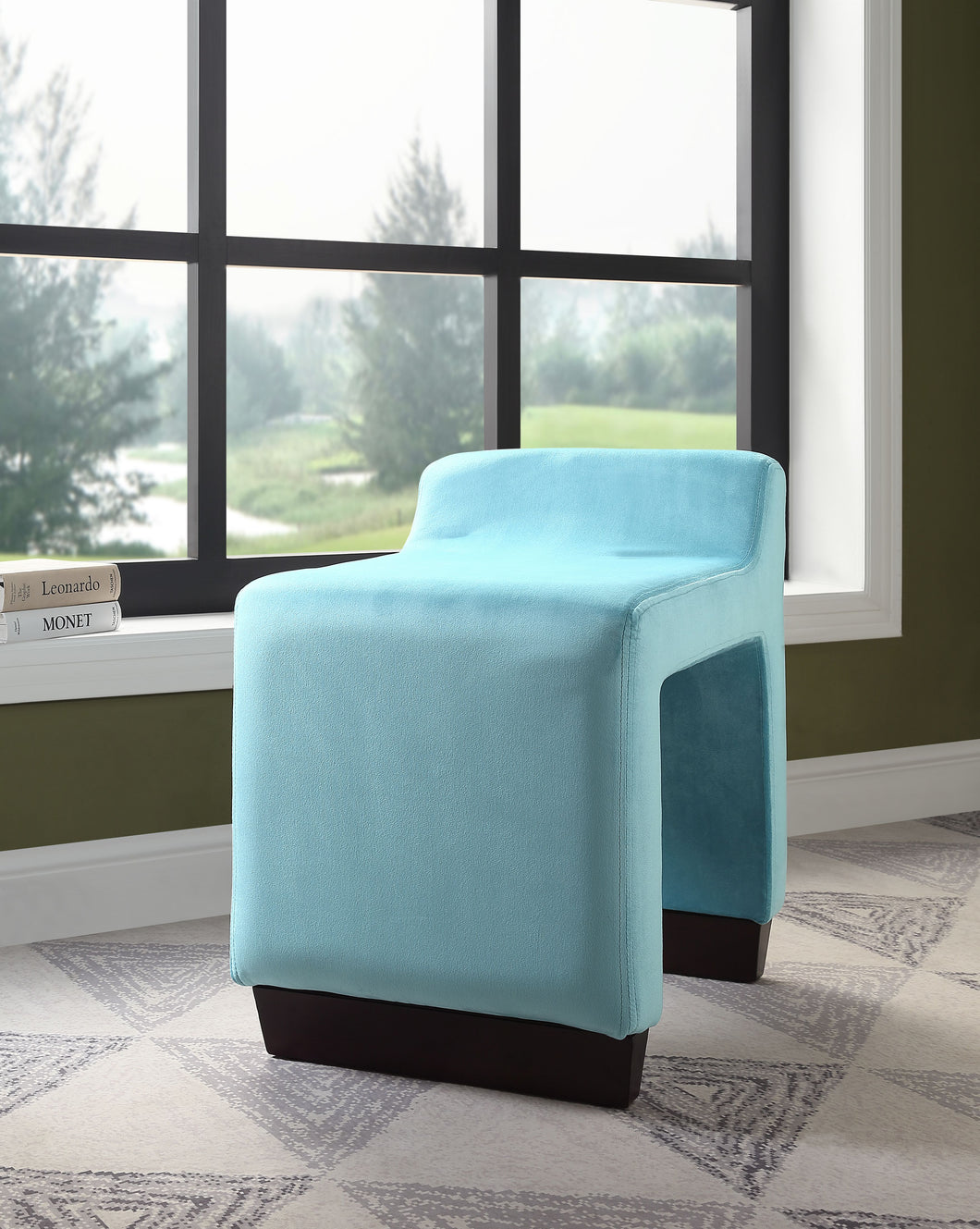 Alford Blue Flannel Ottoman