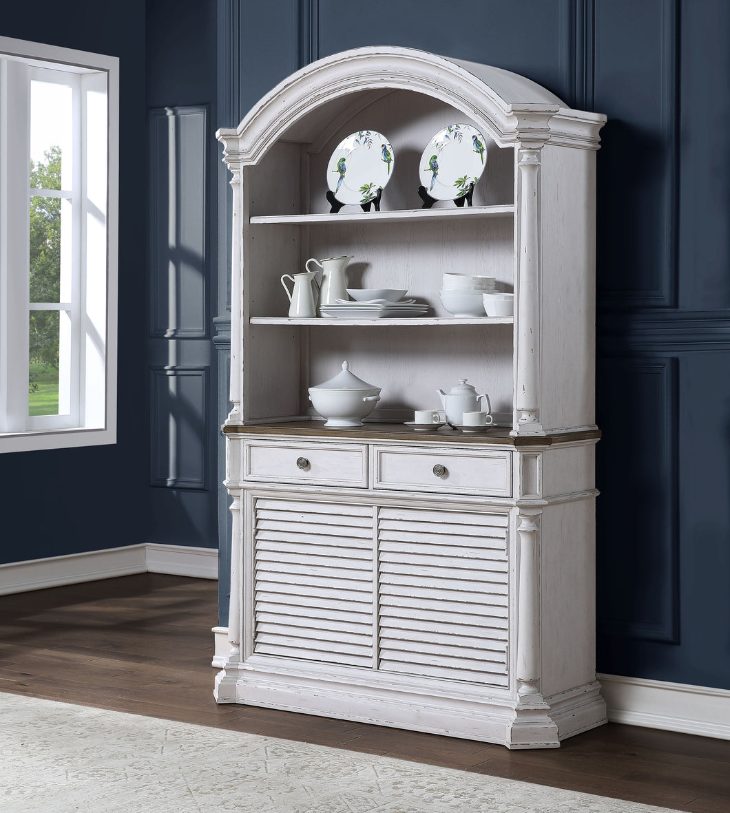 York Shire Dark Charcoal & Antique White Hutch & Buffet