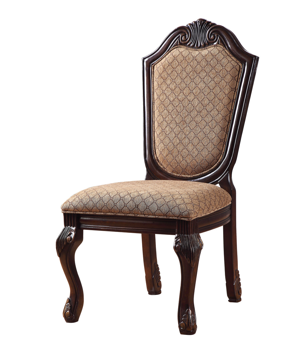 Chateau De Ville Fabric & Espresso Side Chair