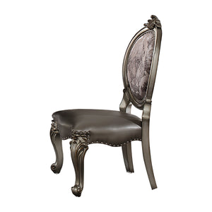 Versailles Silver PU & Antique Platinum Side Chair