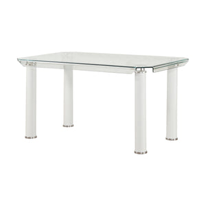 Gordie White & Clear Glass Dining Table