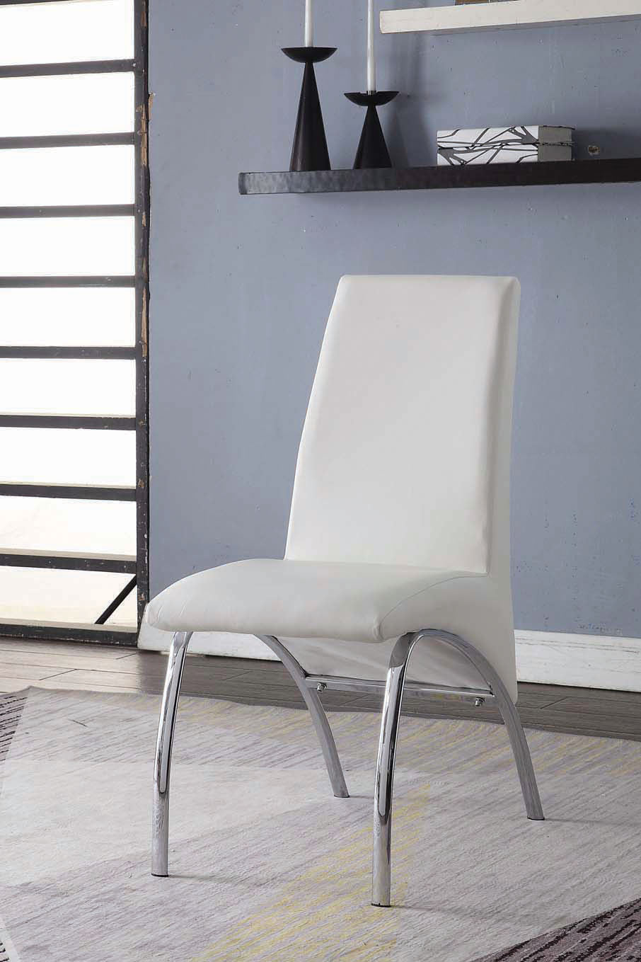 Pervis White PU & Chrome Side Chair