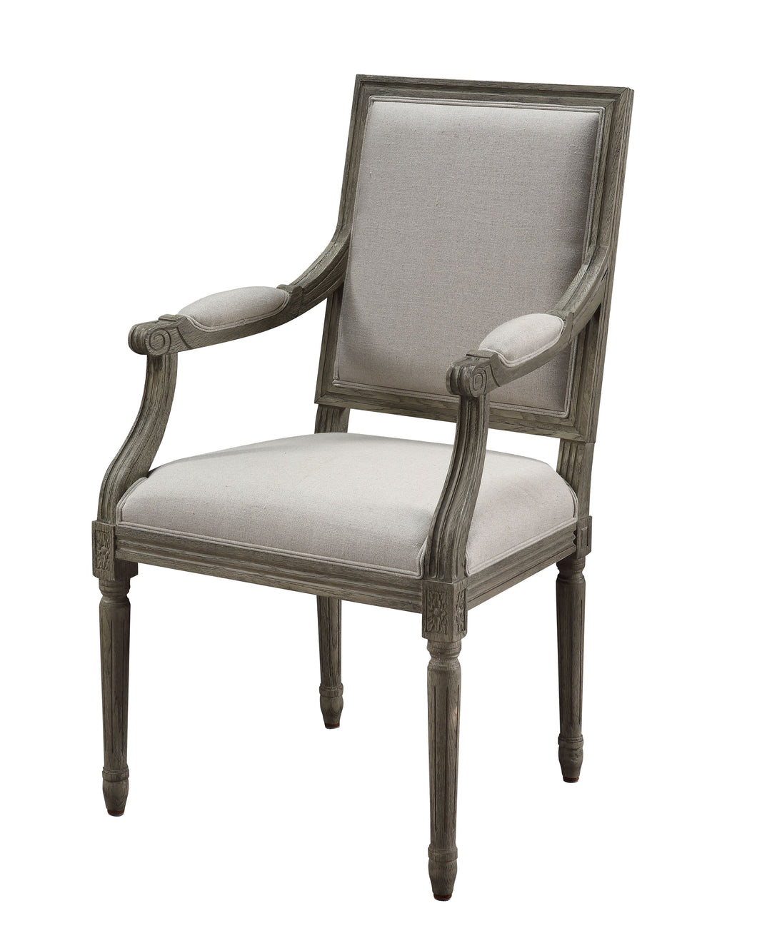 Ruby Linen & Rustic Gray Oak Arm Chair (1Pc)