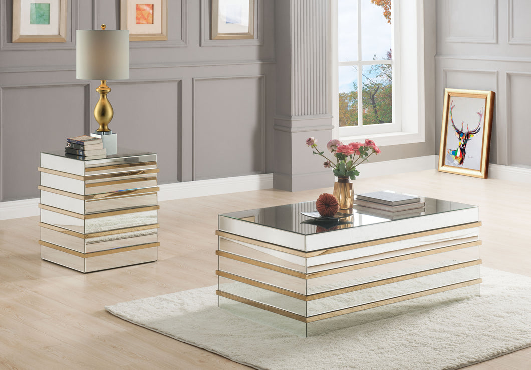 Osma Mirrored & Gold Coffee Table