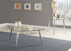 Phlox Chrome & Clear Glass Coffee Table