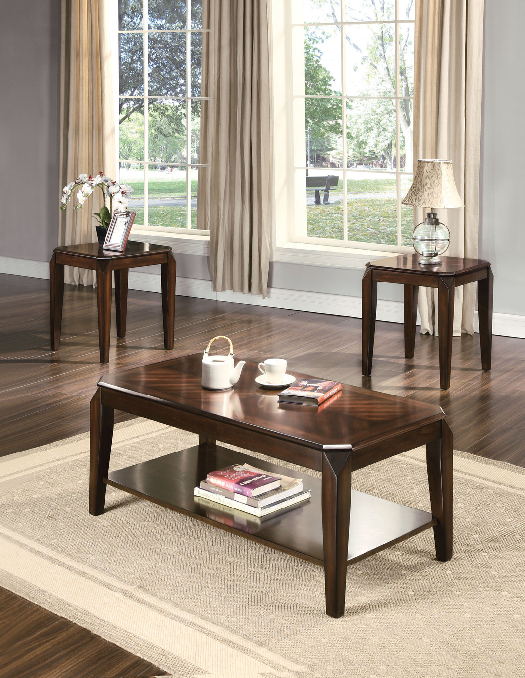 Docila Walnut Coffee/End Table Set (3Pc Pk)