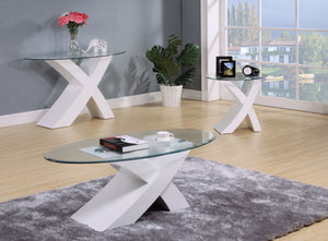 Pervis White & Clear Glass Coffee Table