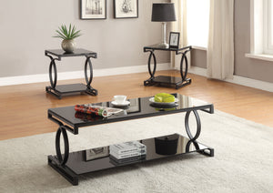 Milo Sandy Black & Black Glass Coffee/End Table Set (3Pc Pk)