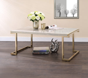 Boice II Faux Marble & Champagne Coffee Table