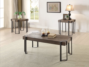 Gilda Weathered Dark Oak & Black Coffee/End Table Set (3Pc Pk)