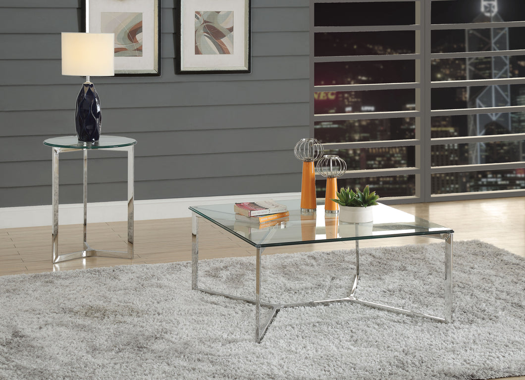 Volusius Stainless Steel & Clear Glass Coffee Table