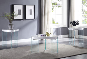 Noland White High Gloss & Clear Glass Coffee Table