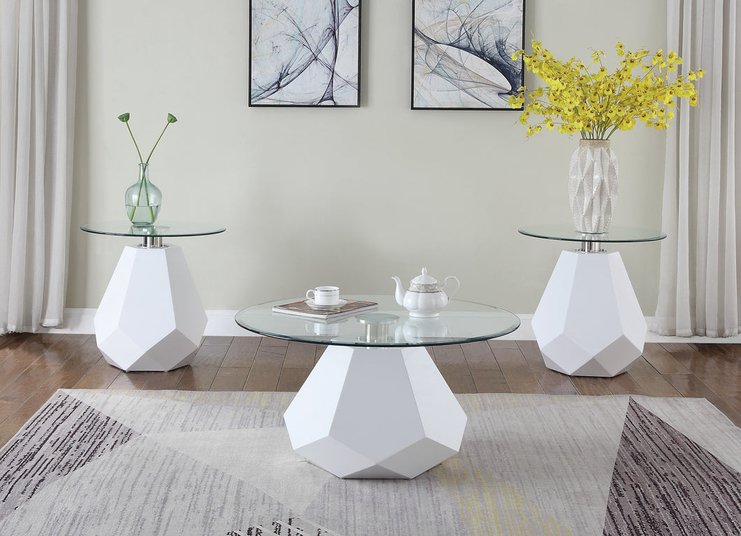 Chara White High Gloss & Clear Glass Coffee Table