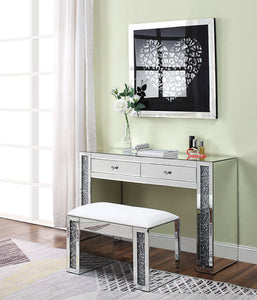 Noralie PU, Mirrored & Faux Diamonds Vanity Stool