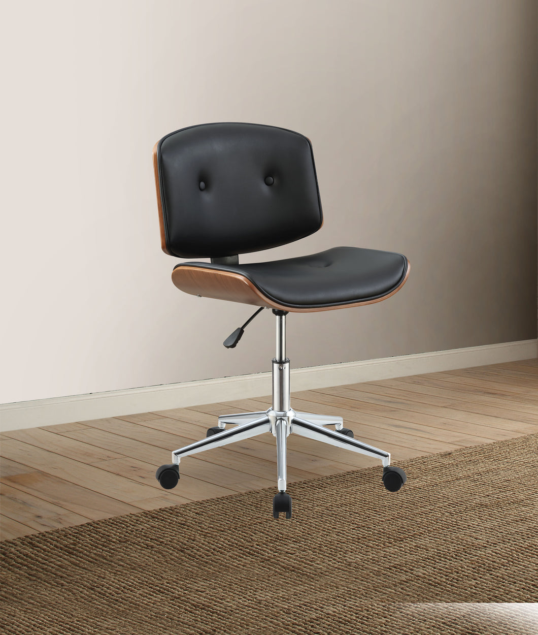 Camila Black PU & Walnut Office Chair