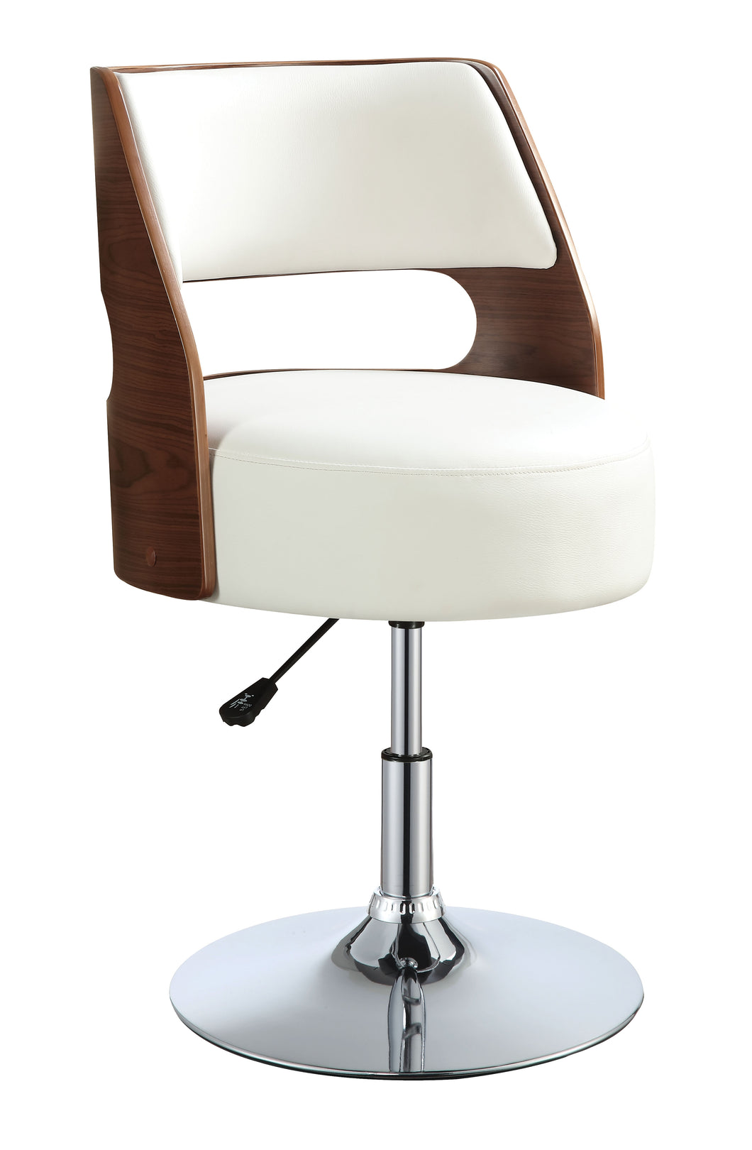 Camila White PU & Walnut Adjustable Stool (1Pc)