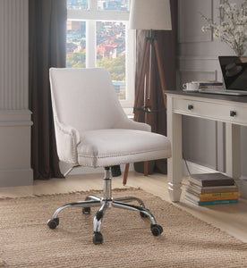 Yuval Beige Linen & Chrome Office Chair