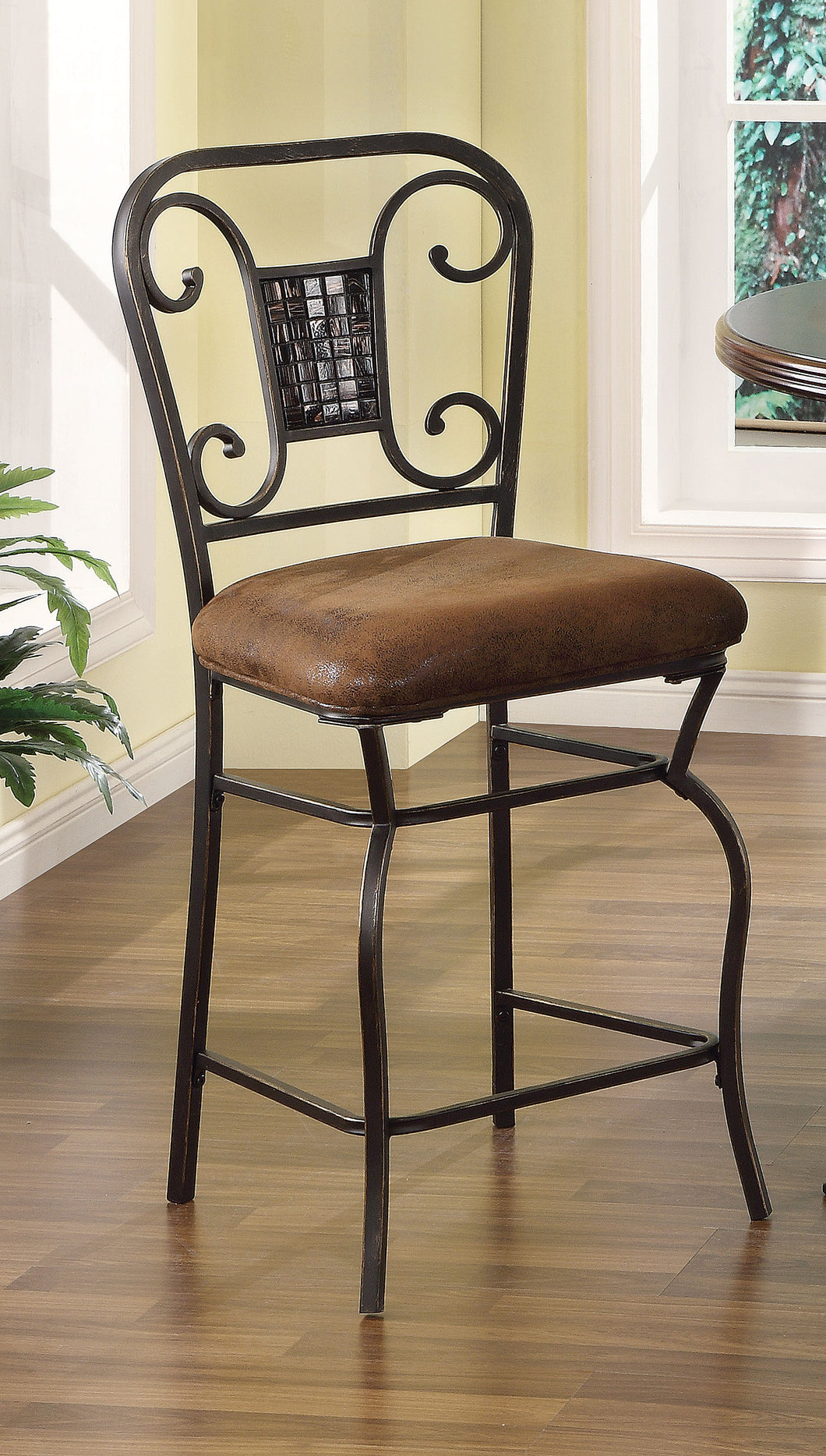 Tavio Fabric & Antique Bronze Counter Height Chair