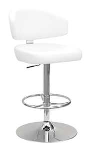 Deka White PU & Chrome Adjustable Stool (1Pc)