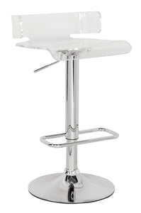 Rania Clear & Chrome Adjustable Stool (1Pc)