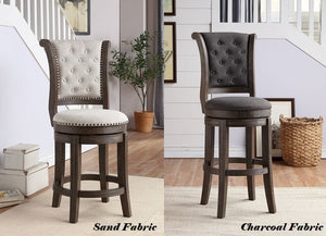 Glison Charcoal Fabric & Walnut Bar Chair (1Pc)