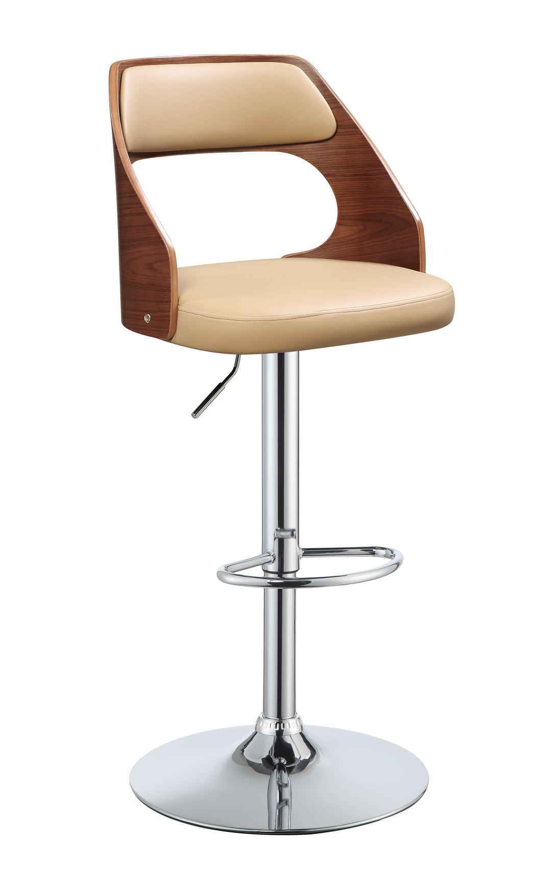 Camila Beige PU & Walnut Adjustable Stool (1Pc)