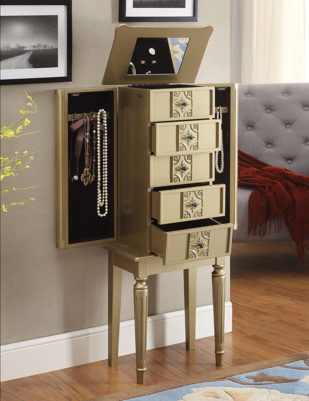 Tammy Gold Jewelry Armoire