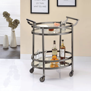 Lakelyn Black Nickel & Clear Glass Serving Cart