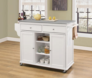 Tullarick Stainless Steel & White Kitchen Cart