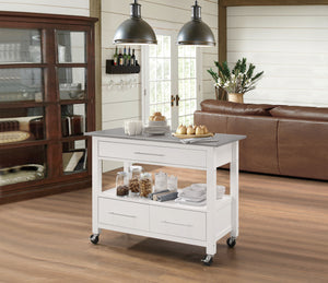 Ottawa Stainless Steel & White Kitchen Cart