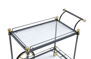 Cyrus Black/Gold & Clear Glass Serving Cart