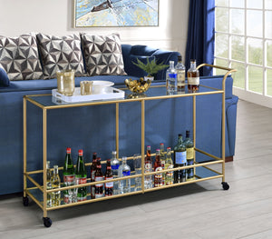 Kenda Clear Glass, Mirrored & Gold Serving Cart