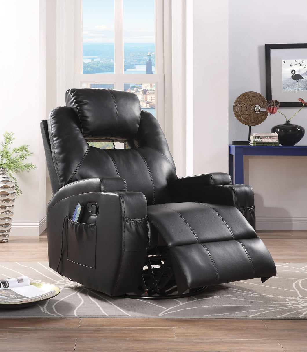 Waterlily Black PU Rocker Recliner (Motion) image