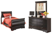 Load image into Gallery viewer, Huey Vineyard Black Full Sleigh Bed with Dresser and Mirror image
