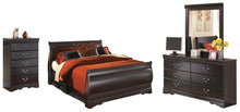 Load image into Gallery viewer, Huey Vineyard Black Queen Sleigh Bed with Dresser, Mirror and Chest of Drawers image
