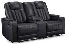 Load image into Gallery viewer, Center Point Black Reclining Loveseat with Console image
