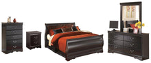 Load image into Gallery viewer, Huey Vineyard Black Queen Sleigh Bed with Dresser, Mirror, Chest and Nightstand image
