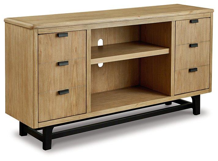 Freslowe Light Brown/Black Large TV Stand image